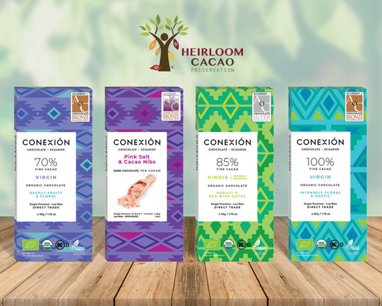 Conexion Chocolate dark chocolate bars made with designated heirloom cacao