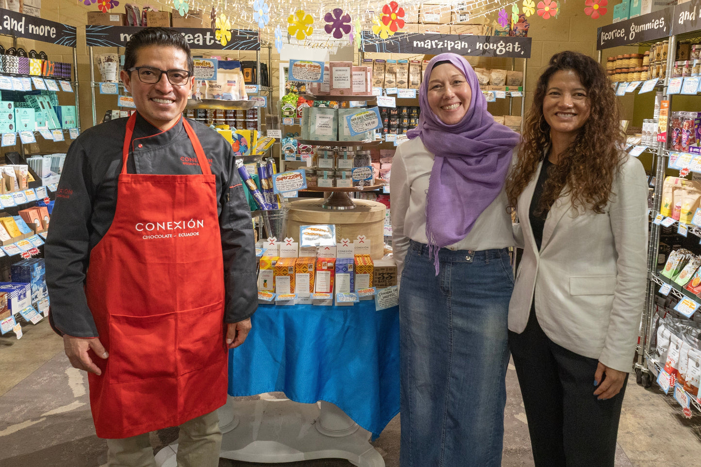 Jenny Samaniego of Conexión Chocolate with the Zingerman’s Candy team in Michigan.