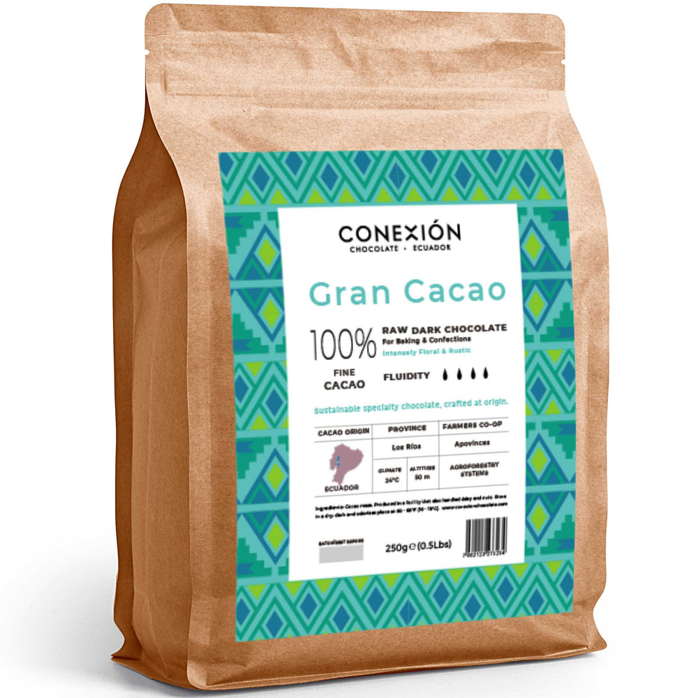 CONEXIÓN Gran Cacao 100% Virgin Couverture Chocolate Discs | Bulk Coating Bag | Vegan