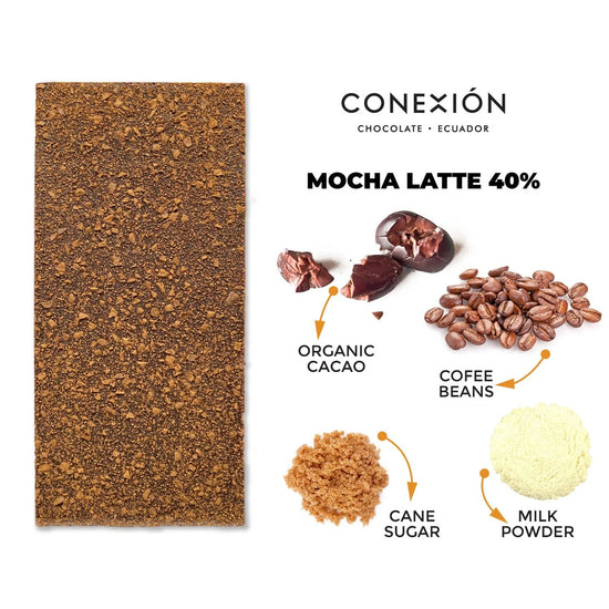 Mocha Latte 40% Bar: Milk Chocolate with Coffee Nibs
