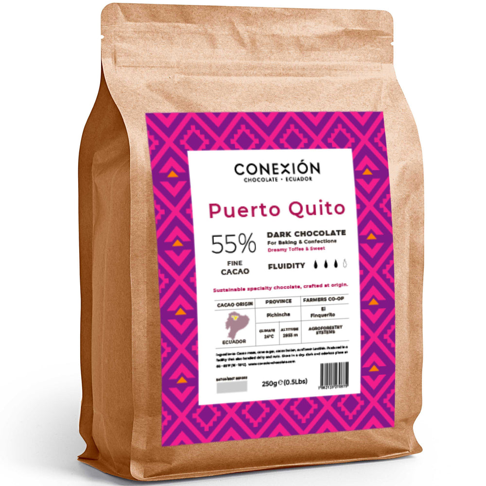 CONEXIÓN Puerto Quito 55% Couverture Chocolate Discs | Molding Baking Bulk Coating Bag | Vegan