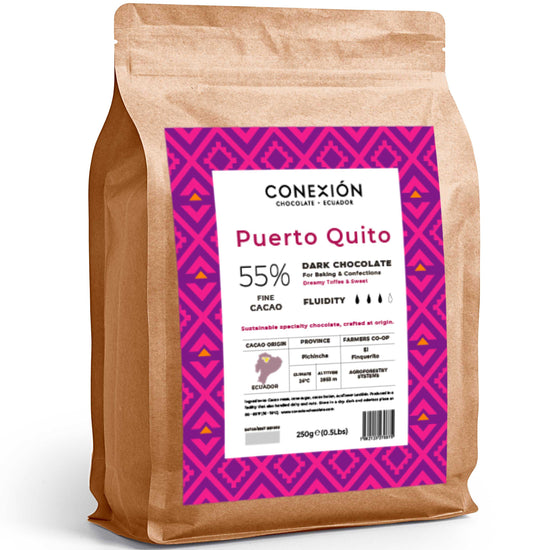 CONEXIÓN Puerto Quito 55% Couverture Chocolate Discs | Molding Baking Bulk Coating Bag | Vegan