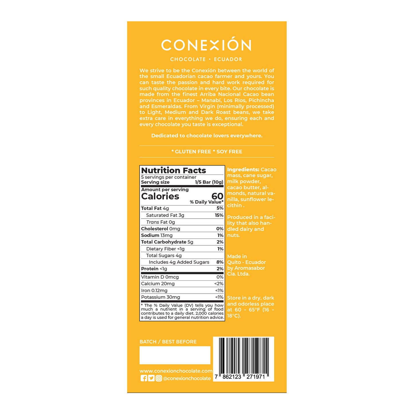 Milk Chocolate & Almonds 40% Bar: Caramelized Milk Chocolate