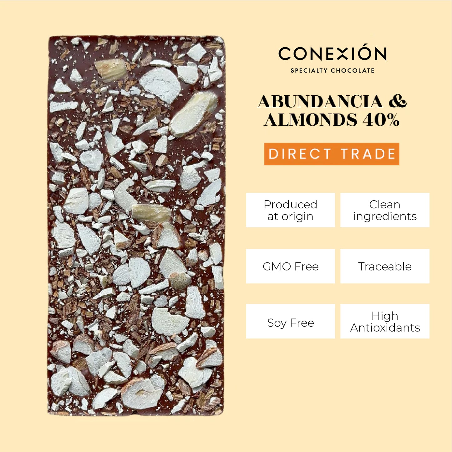 Milk Chocolate & Almonds 40% Bar: Caramelized Milk Chocolate