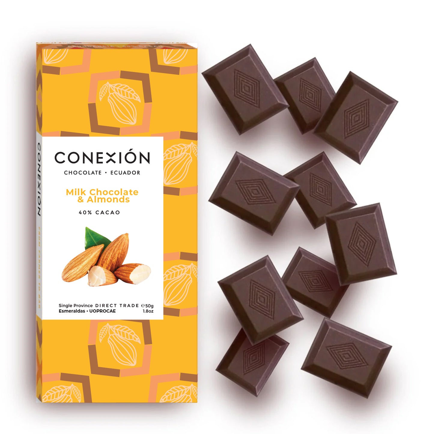Milk Chocolate & Almonds 40% Bar: Caramelized Milk Chocolate