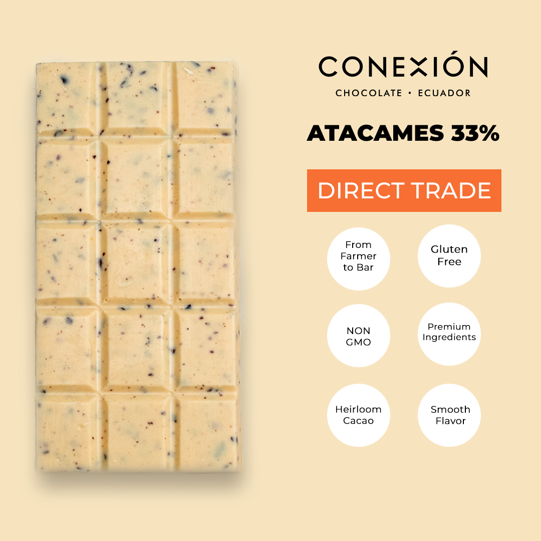 Atacames 33% Bar:  White Chocolate with Cacao Nibs