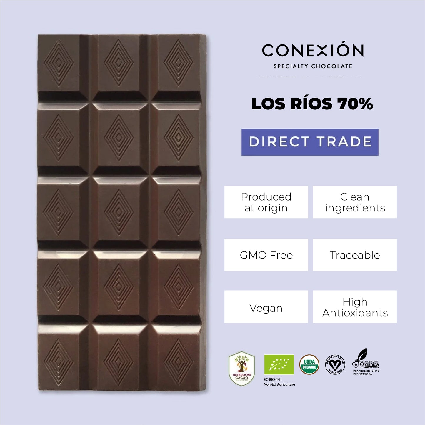 *Heirloom Raw 70% Bar: Dark Chocolate