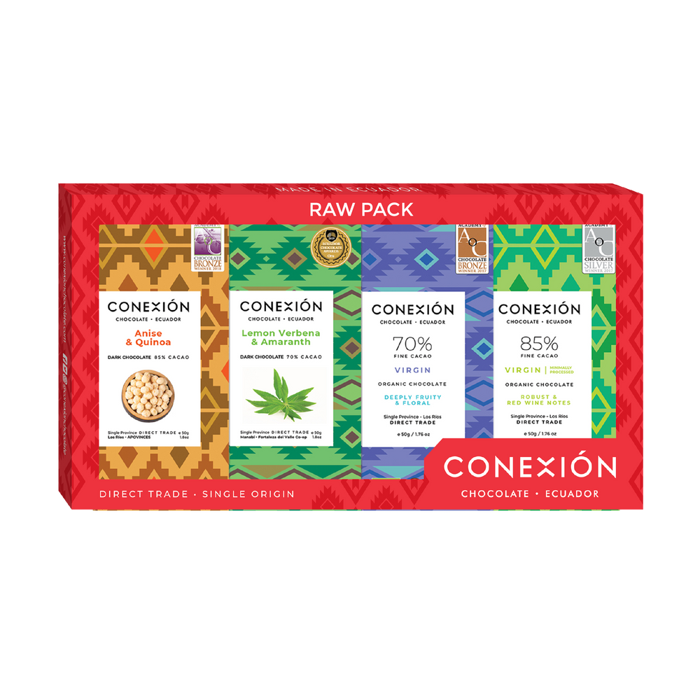 Conexión Raw Pack 4 Pack Variety Flavors | Gift Box, 7.4 OZ