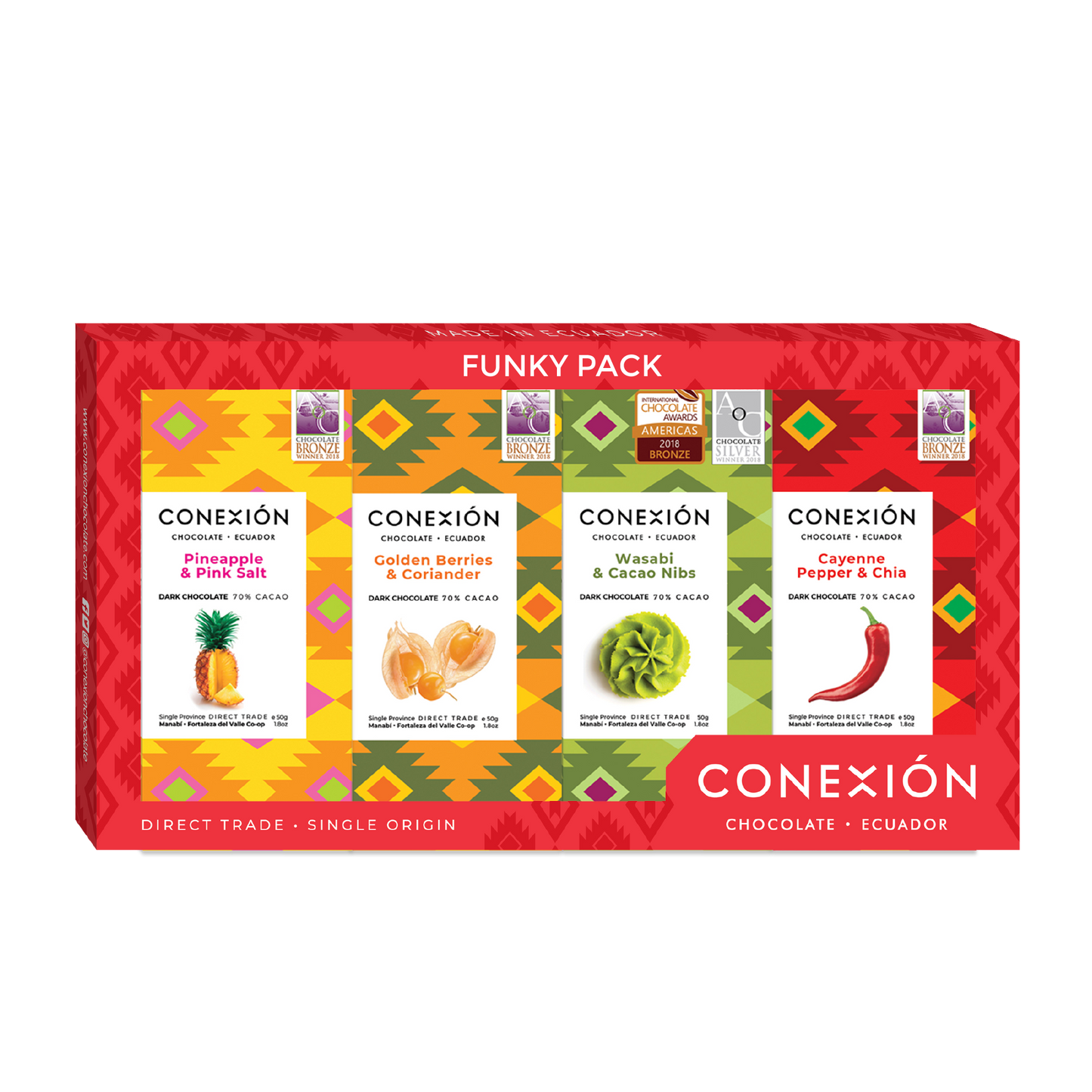 Conexión Funky Pack 4 Pack Variety Flavors | Gift Box, 7.4 OZ