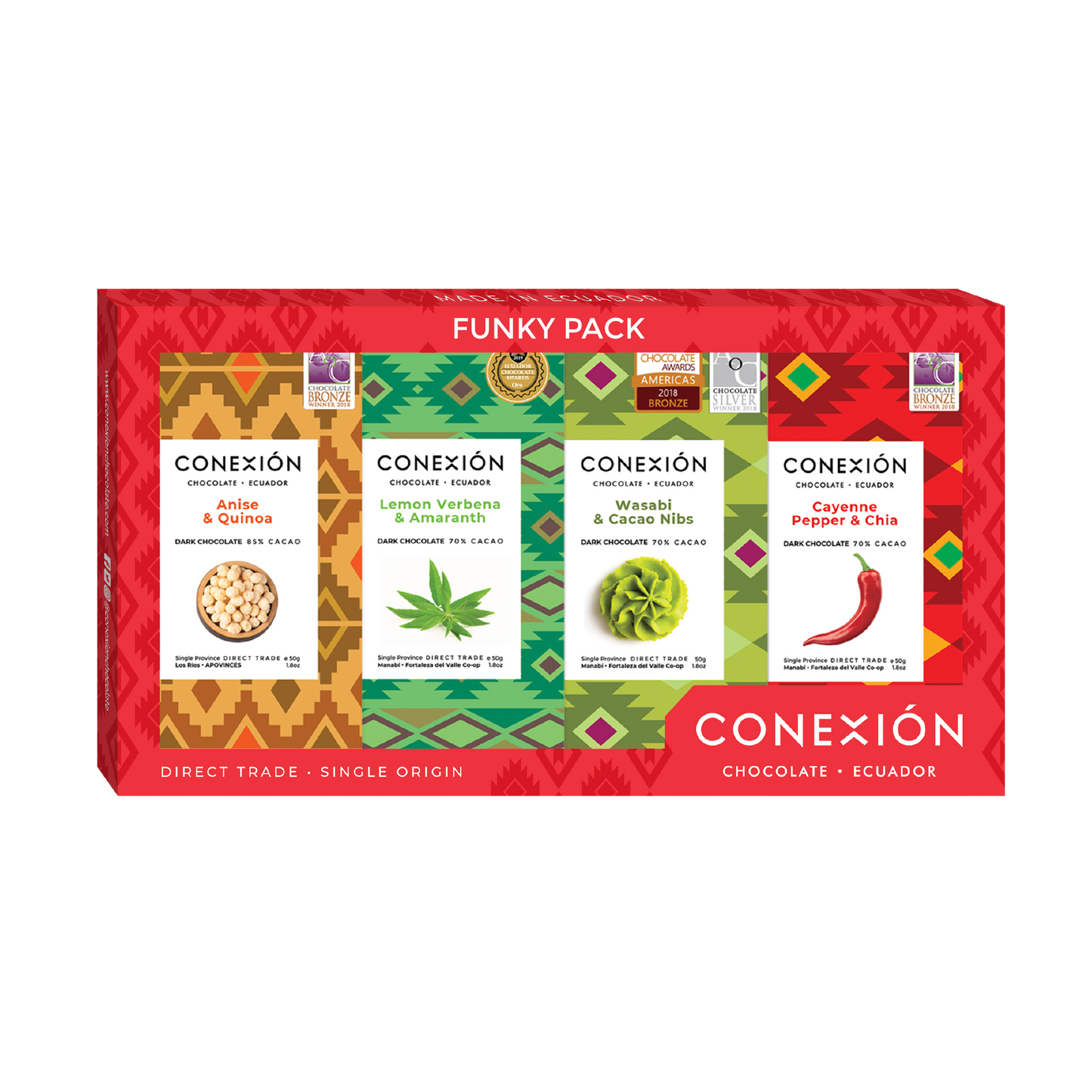 Conexión Funky Pack 4 Pack Variety Flavors | Gift Box, 7.4 OZ