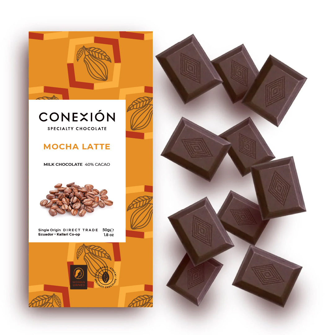 Mocha Latte 40% Bar: Milk Chocolate with Coffee Nibs