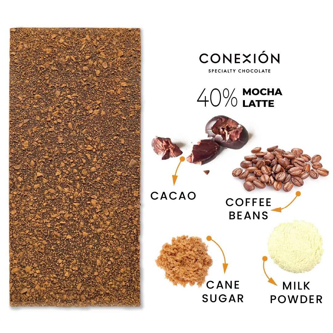 Mocha Latte 40% Bar: Milk Chocolate with Coffee Nibs