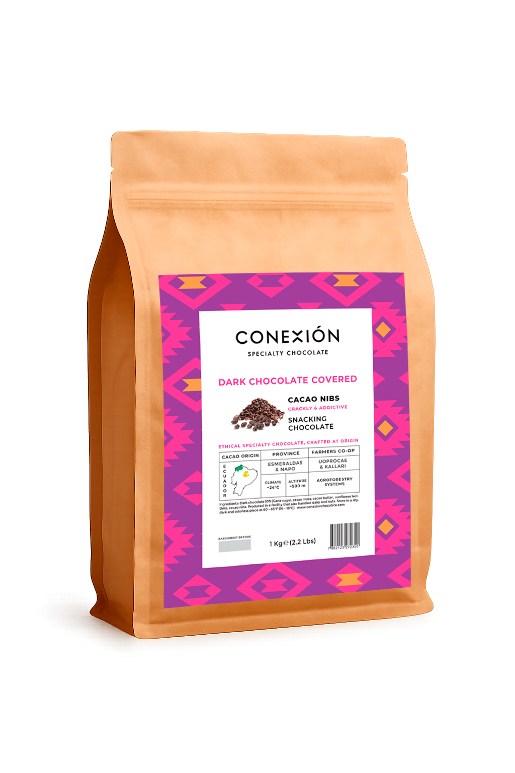 Conexión Dark Chocolate 55% Covered Snack Cacao Nibs | 2.2 Pounds