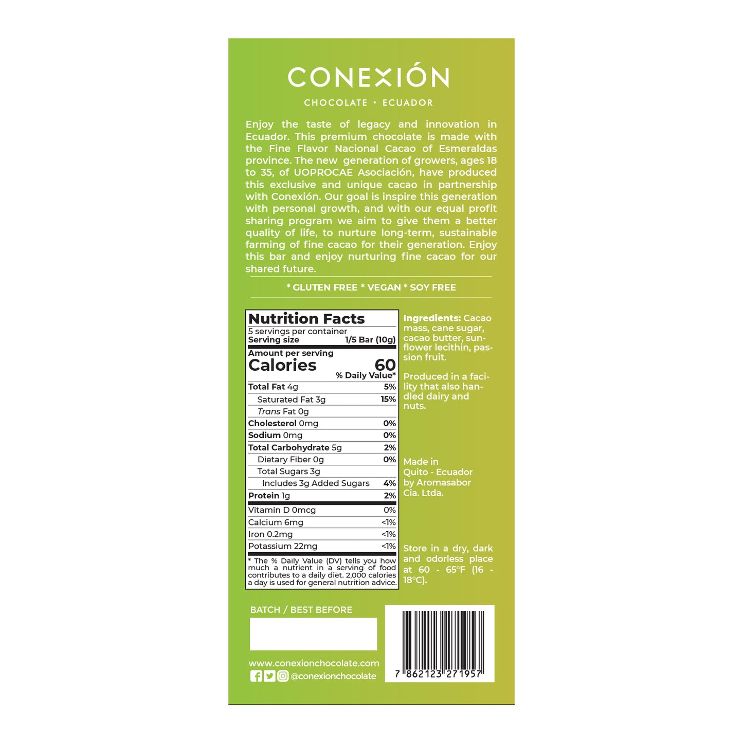 Passion Fruit 64% Bar: Dark Chocolate