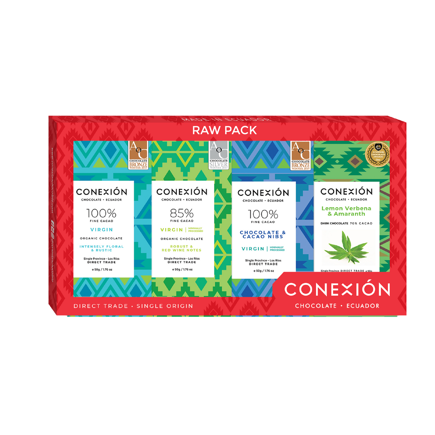 Conexión Raw Pack 4 Pack Variety Flavors | Gift Box, 7.4 OZ