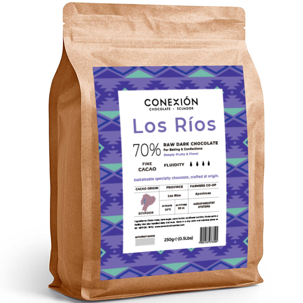 CONEXIÓN Los Rios 70% Heirloom Raw Couverture Chocolate Discs | Bulk Coating Bag | Vegan