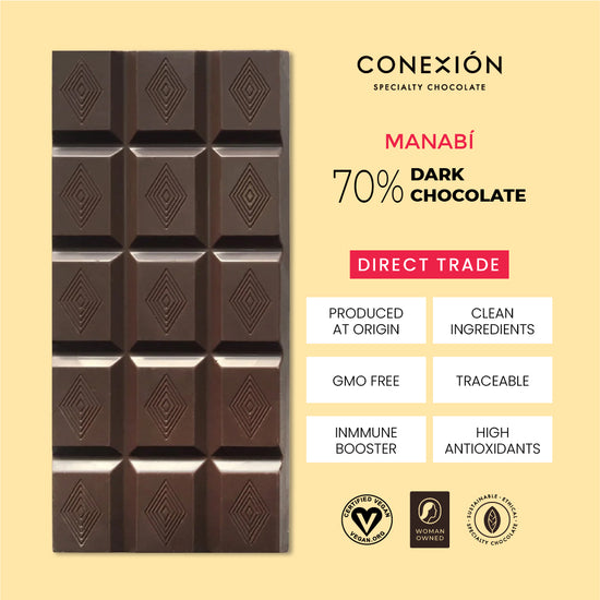 CONEXIÓN Manabi 70% Dark Chocolate Bar | Vegan, Organic – Conexión