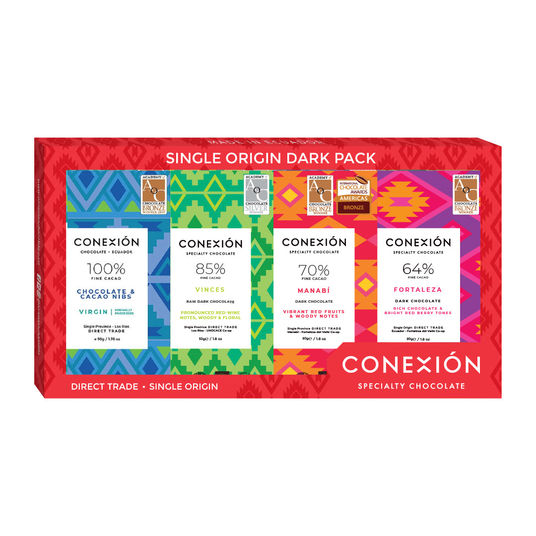 Conexión Single Origin Dark Pack 4 Pack Variety Flavors | Gift Box, 7.4 OZ