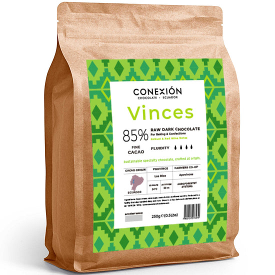CONEXIÓN Vinces 85% Heirloom Raw Couverture Chocolate Discs | Molding Baking Bulk Coating Bag | Vegan