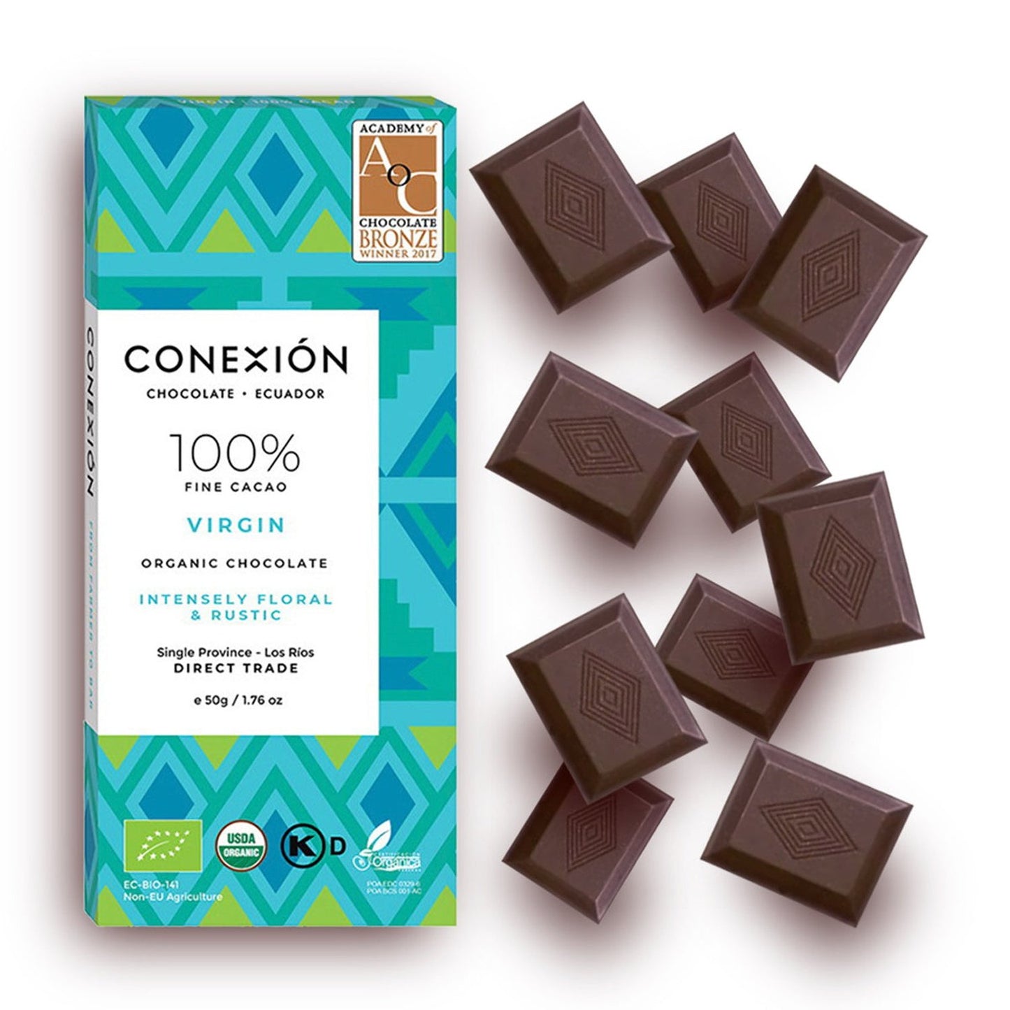 Conexión Virgin Pure 100% Dark Chocolate Cacao Bar | Keto Friendly, Kosher, Organic conexion-chocolates