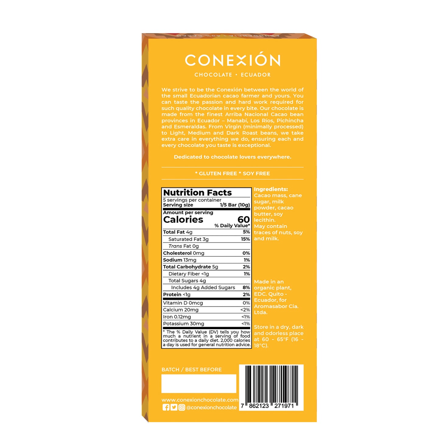 Conexión Milk Chocolate Abundancia 40% Cacao Bar | Gluten Free, Kosher conexion-chocolates