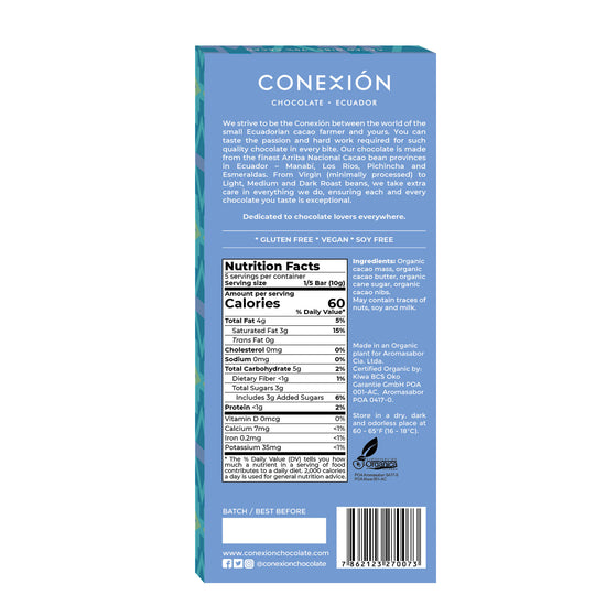 Virgin with Cacao Nibs 70% conexion-chocolates