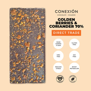 
            
                Load image into Gallery viewer, Golden Berries &amp;amp; Coriander 70% conexion-chocolates
            
        