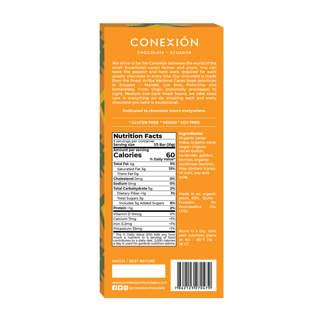 Golden Berries & Coriander 70% conexion-chocolates