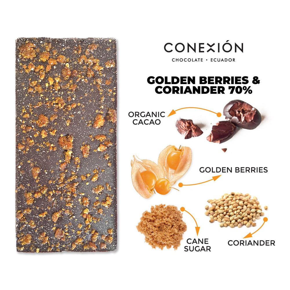 Golden Berries & Coriander 70% conexion-chocolates