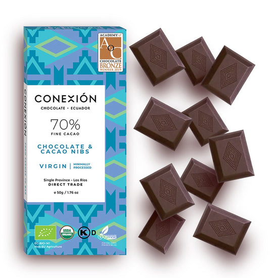 Virgin with Cacao Nibs 70% conexion-chocolates