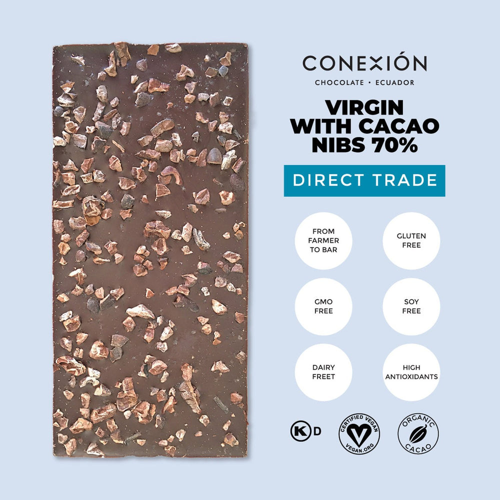 Virgin with Cacao Nibs 70% conexion-chocolates