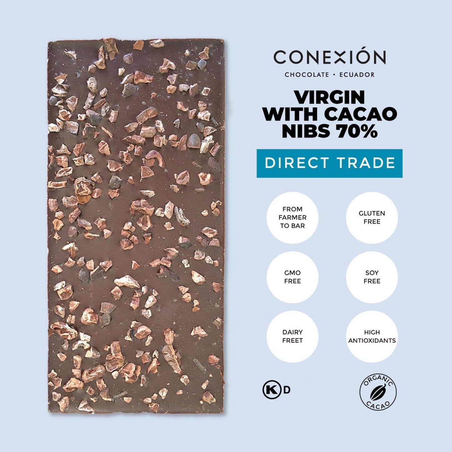 Virgin with Cacao Nibs 70% conexion-chocolates