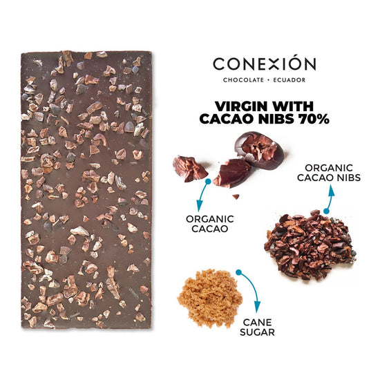 Virgin with Cacao Nibs 70% conexion-chocolates