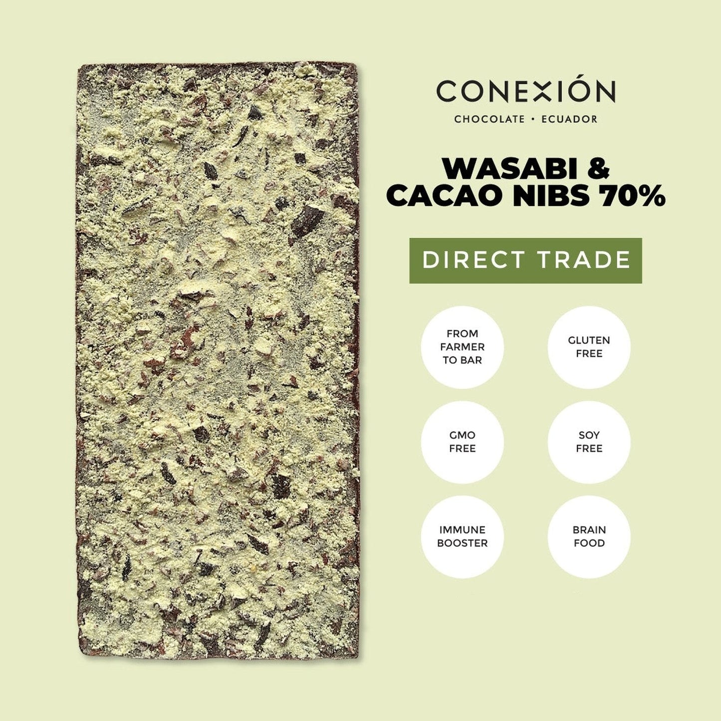 Wasabi & Cacao Nibs 70% Limited Edition conexion-chocolates