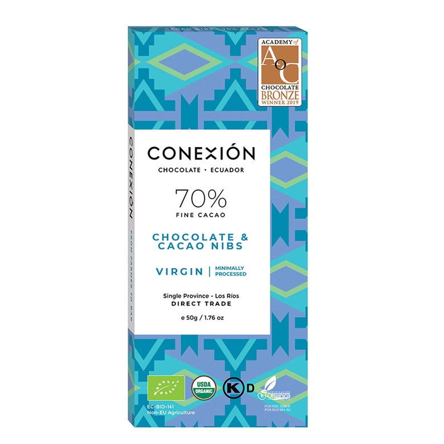 Virgin with Cacao Nibs 70% conexion-chocolates