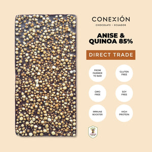 Conexión Anise & Quinoa 85% Dark Chocolate Bar | Gluten Free, Vegan conexion-chocolates