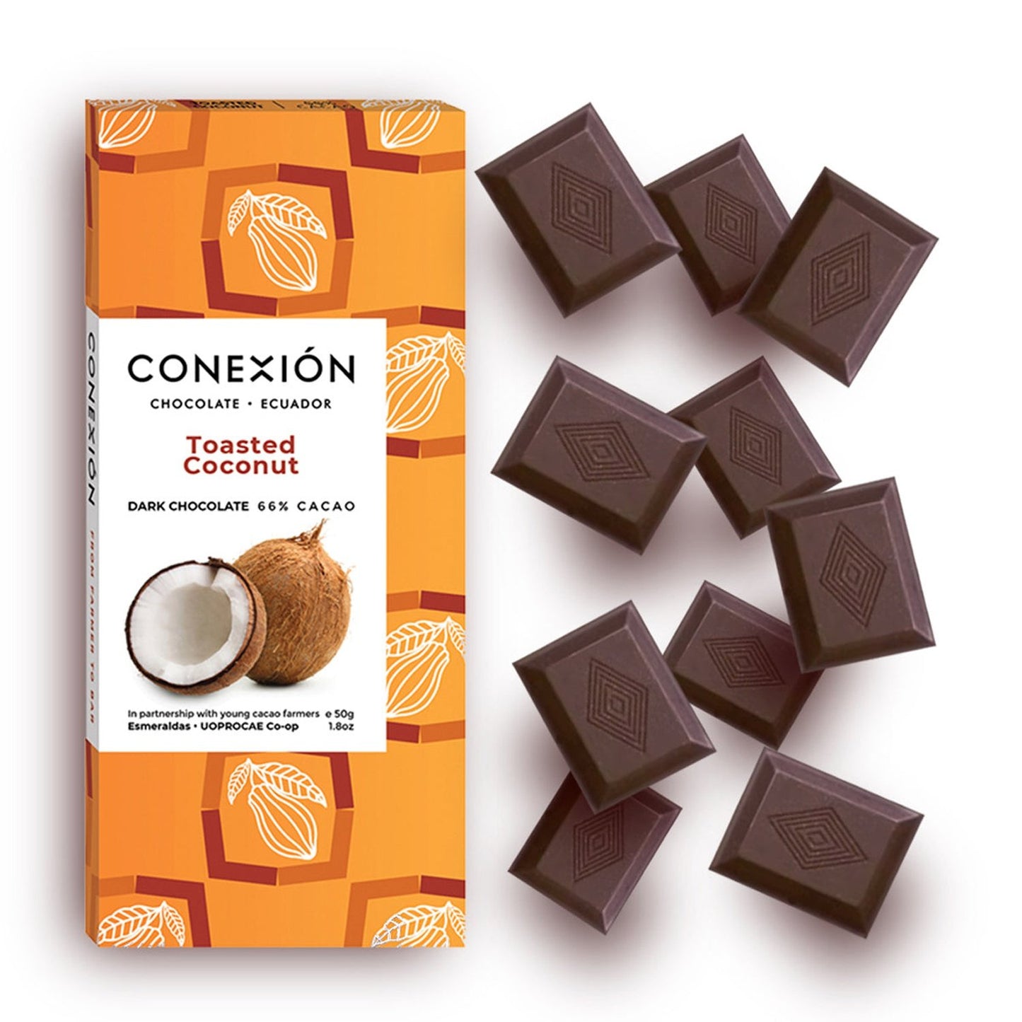 Conexión Toasted Coconut 66% Dark Chocolate Bar | Gluten Free, Vegan conexion-chocolates