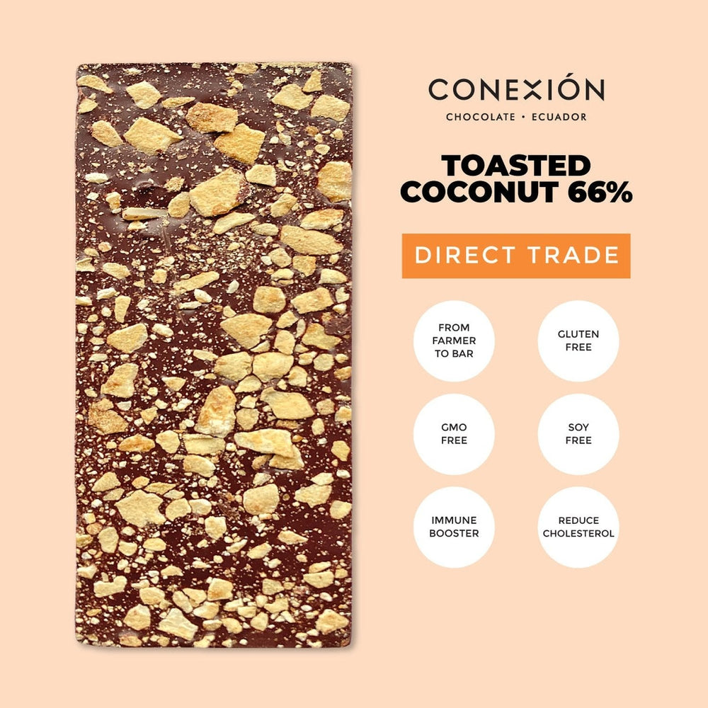 Conexión Toasted Coconut 66% Dark Chocolate Bar | Gluten Free, Vegan conexion-chocolates