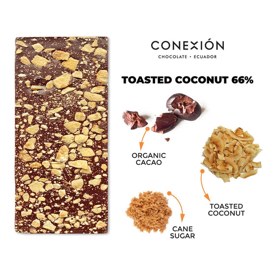 Conexión Toasted Coconut 66% Dark Chocolate Bar | Gluten Free, Vegan conexion-chocolates